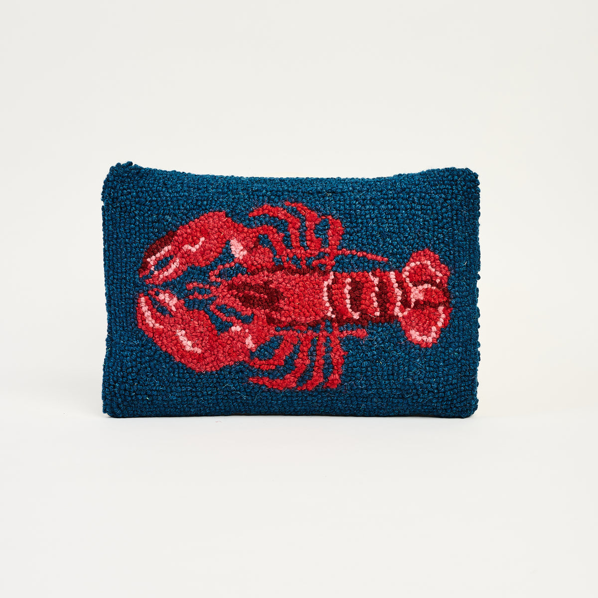 Lobster Hand Hooked Pillow on a white background at Addison West