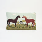 Warren Kimble Horses Hand Hooked Pillow on a white background at Addison West