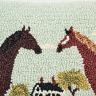 Warren Kimble Horses Hand Hooked Pillow on a white background at Addison West