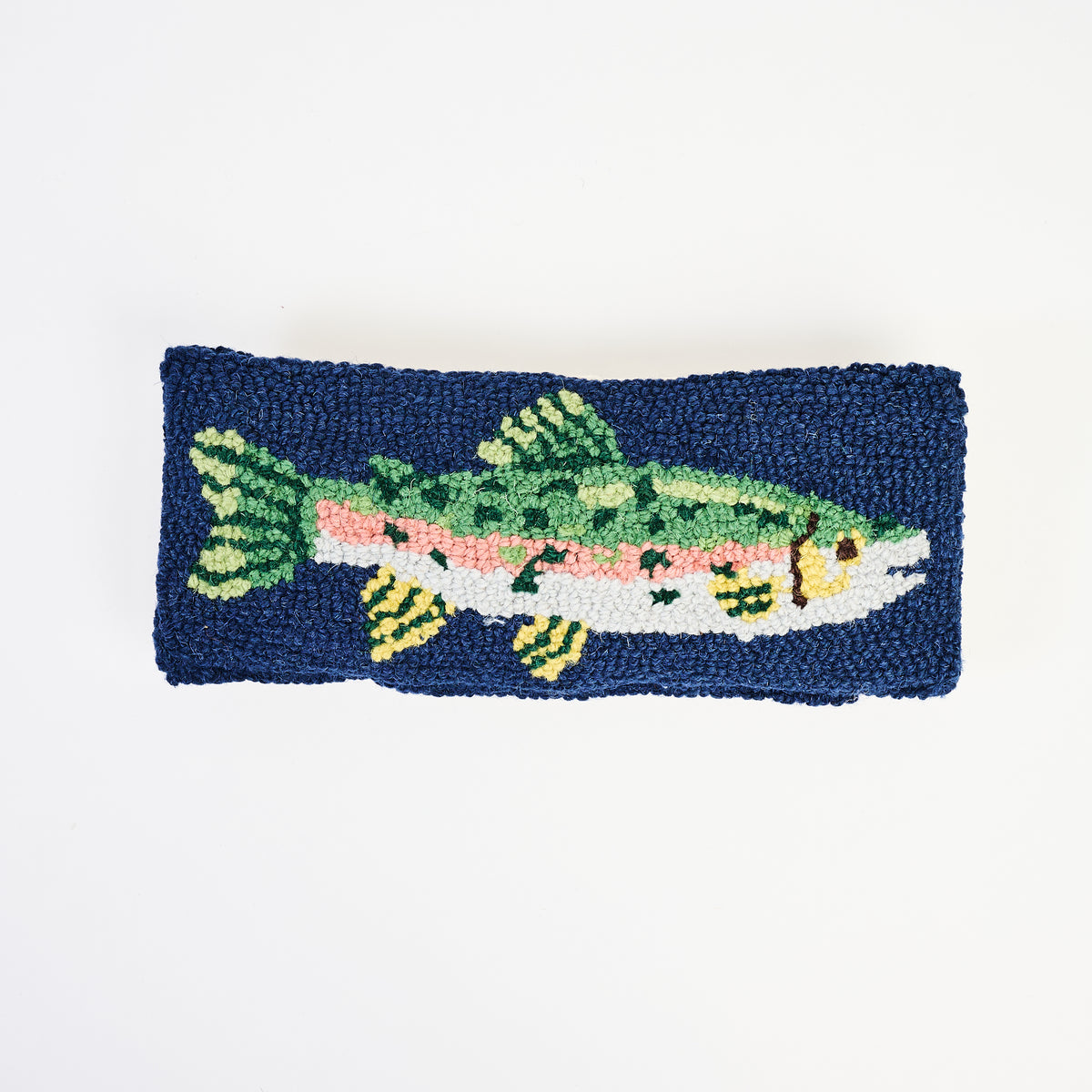 Trout Hand Hooked Pillow on a white background at Addison West