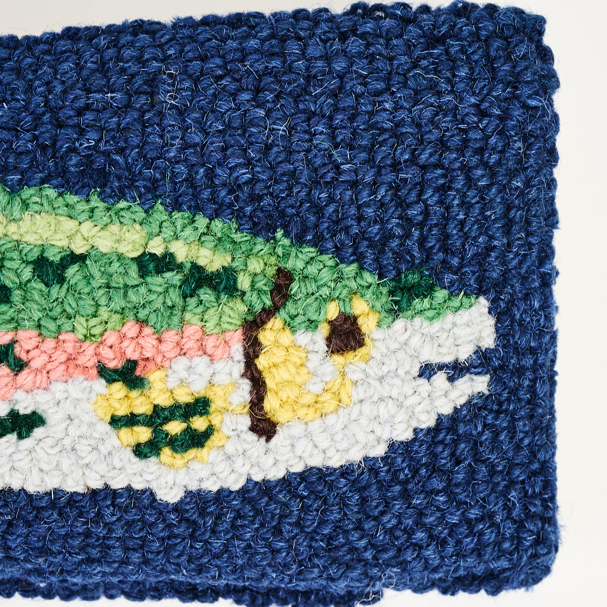 Trout Hand Hooked Pillow on a white background at Addison West