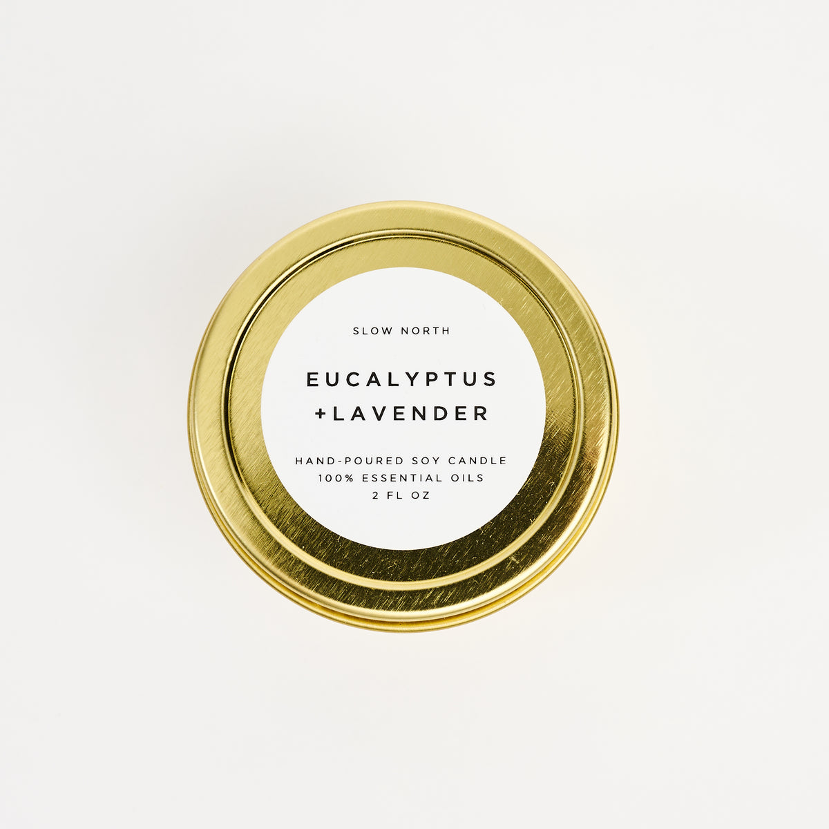 Eucalyptus + Lavender Mini Soy Candle on a white background at Addison West