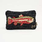 Hand Hooked Steelhead Trout Throw Pillow on a white background at Addison West