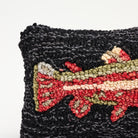 Hand Hooked Steelhead Trout Throw Pillow on a white background at Addison West