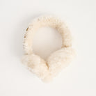 Lambswool And Suede Earmuffs in Camel on a white background at Addison West