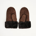 Medium Dark Brown Sheepskin Mittens on a white background at Addison West