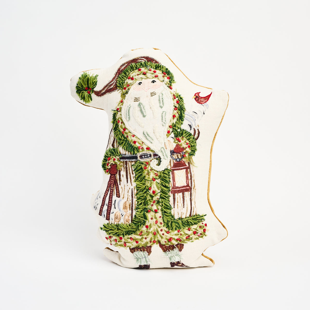 Woodland Santa Throw Pillow on a white background at Addison West