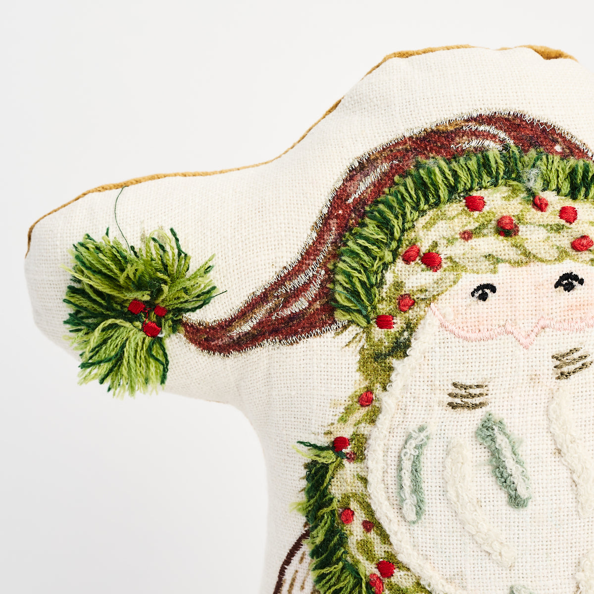 Woodland Santa Throw Pillow on a white background at Addison West