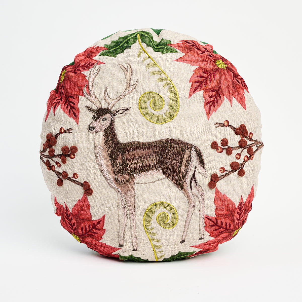 Holiday Stag Throw Pillow on a white background at Addison West
