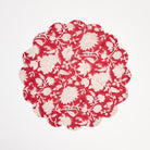 Red Floral Block Print Placemat on a white background at Addison West