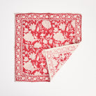 Red Floral Block Print Napkins, Set of 4 on a white background at Addison West