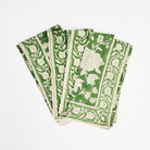 Green Floral Block Print Napkins, Set of 4 on a white background at Addison West