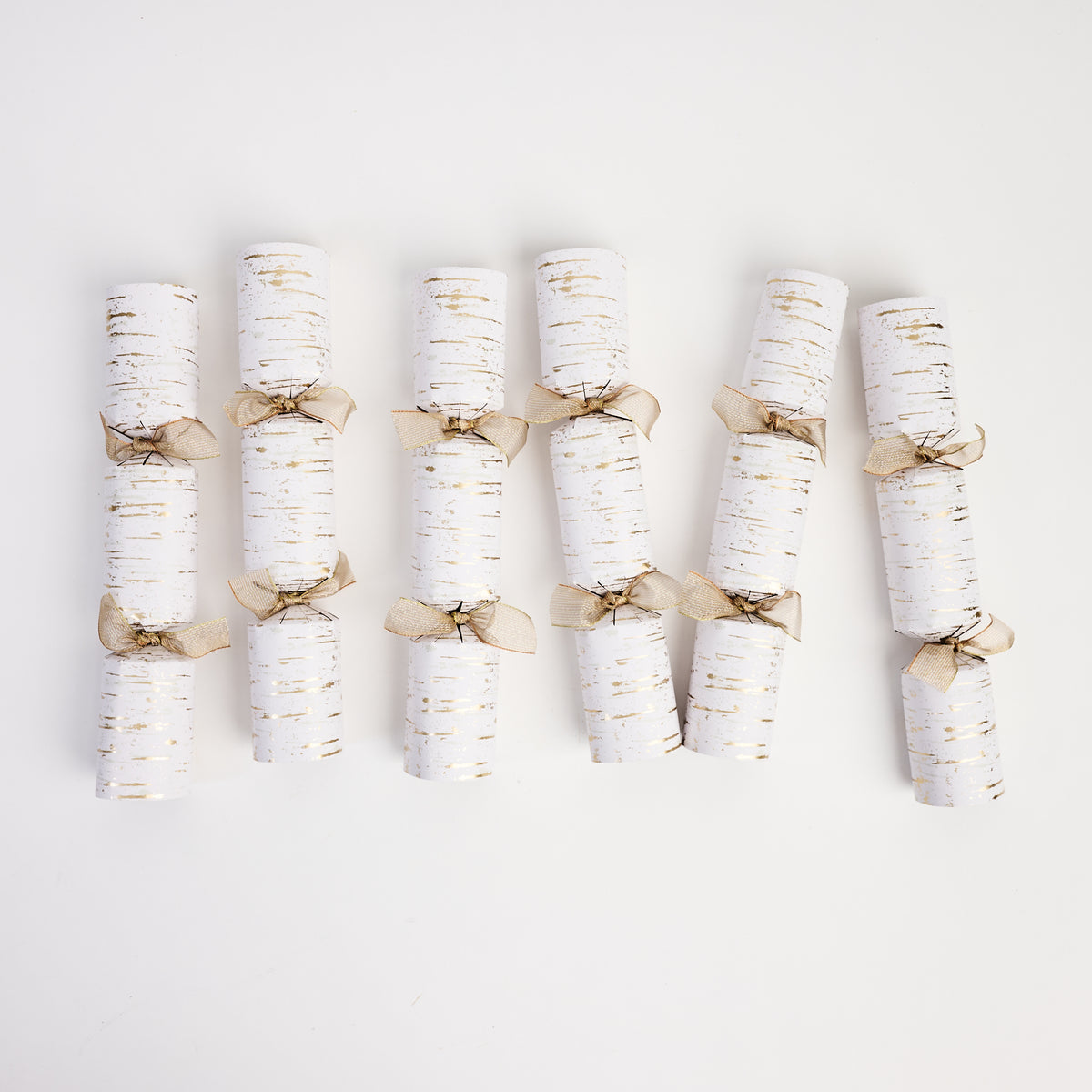 Gold Birch Christmas Crackers on a white background at Addison West