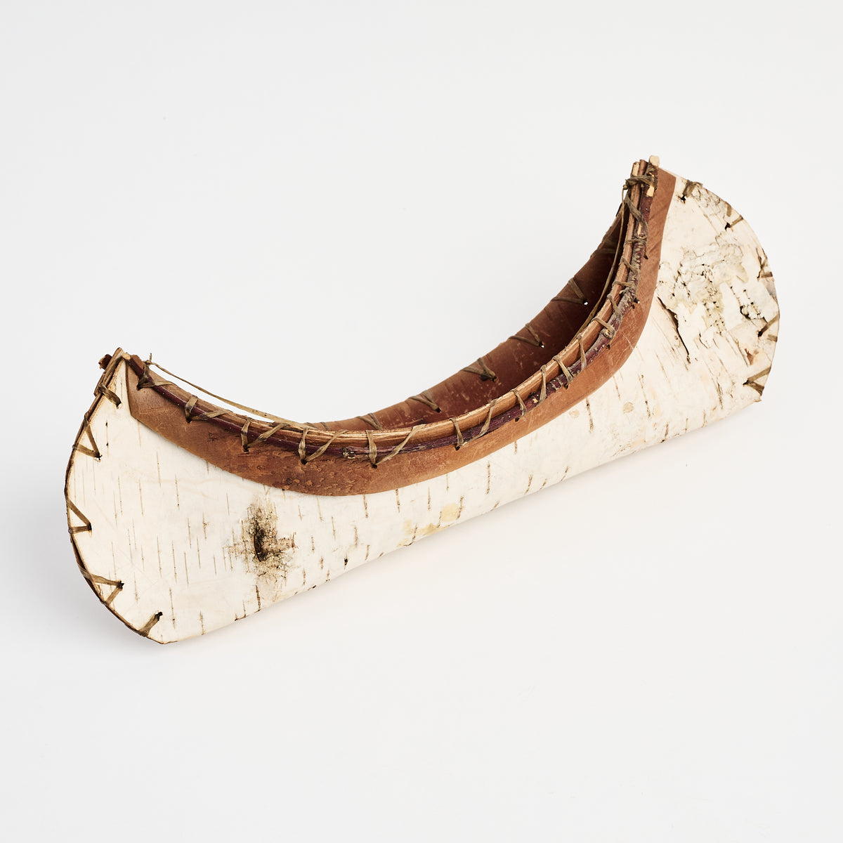 Vintage 13" Birchbark Canoe on a white background at Addison West