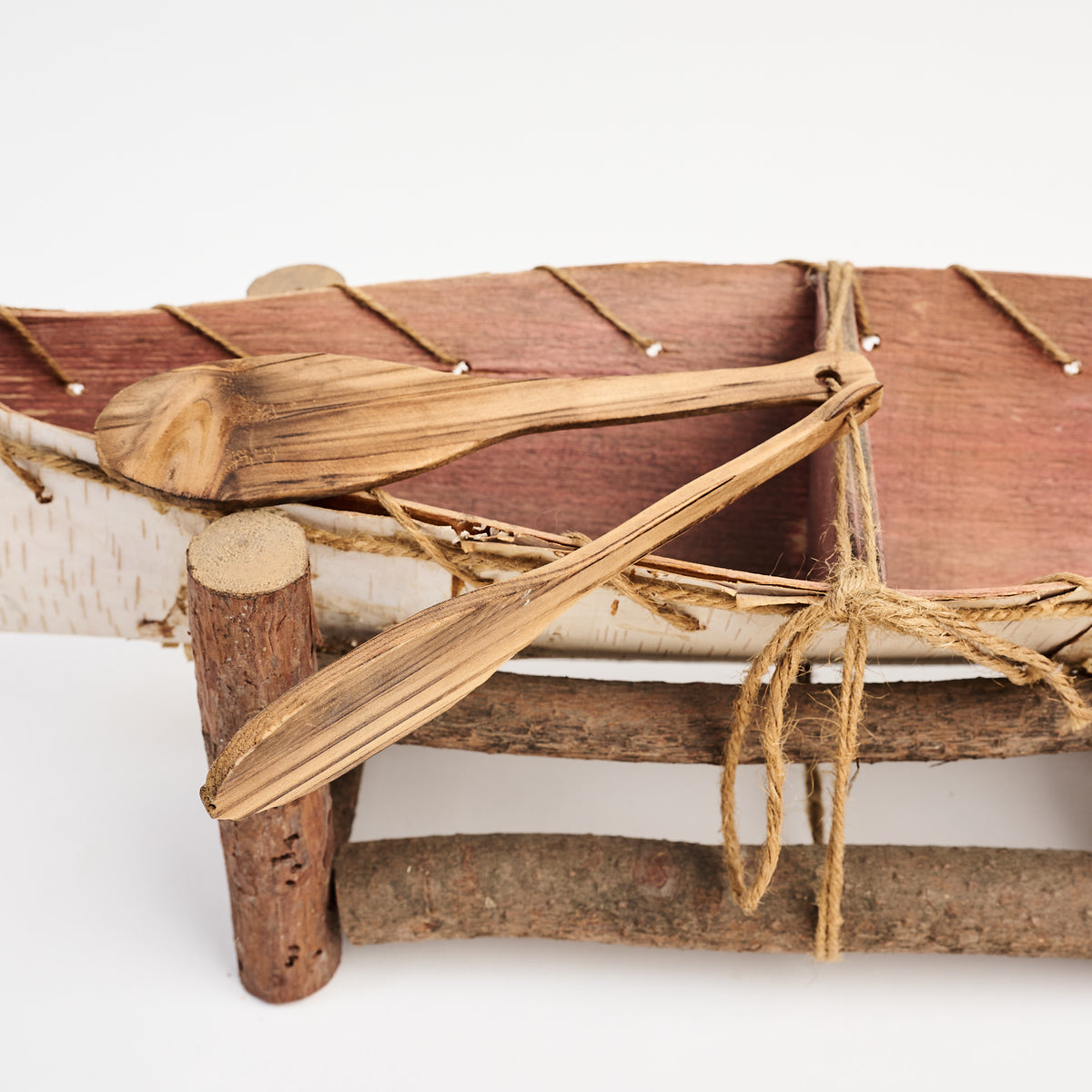 Vintage 22" Birchbark Canoe in Stand on a white background at Addison West