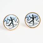 Vintage Skier Cufflinks on a white background at Addison West