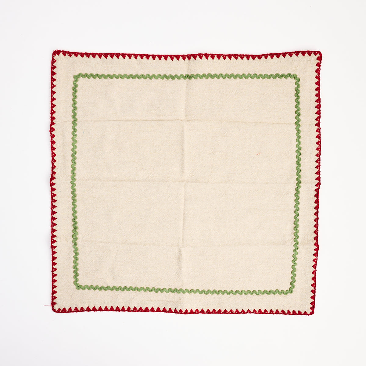 Holiday Ric Rac Trim Napkins, Set of 4 on a white background at Addison West