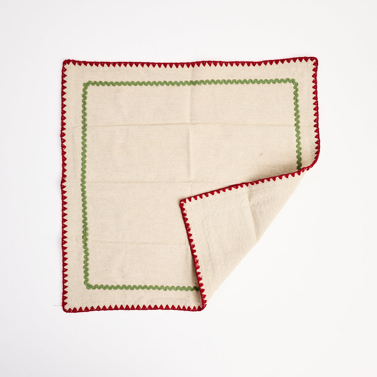 Holiday Ric Rac Trim Napkins, Set of 4 on a white background at Addison West