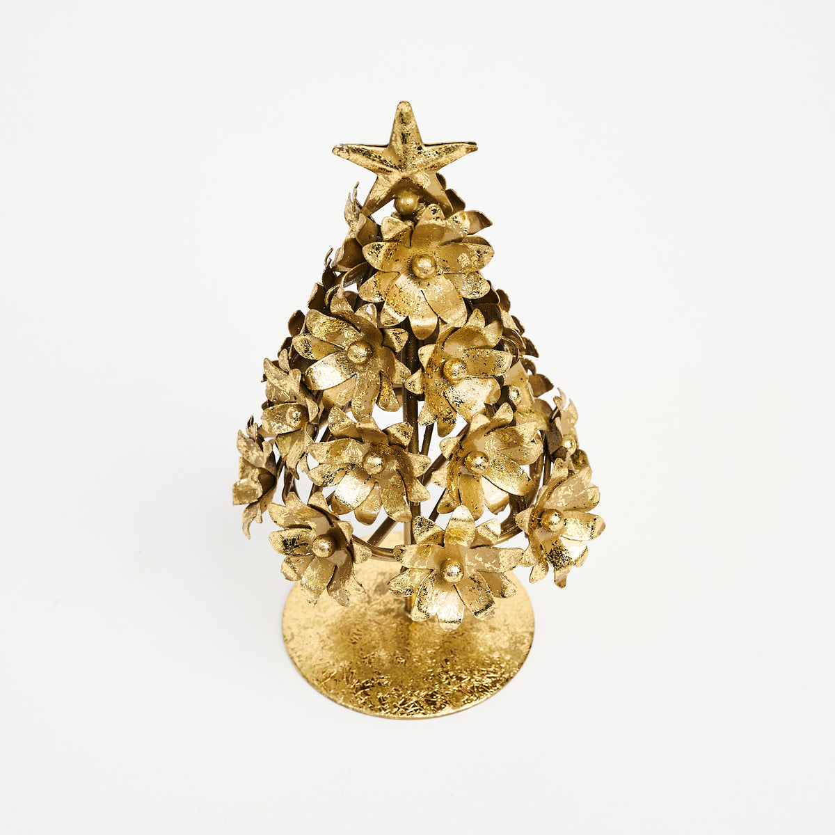 Gold Floral Christmas Tree on a white background at Addison West