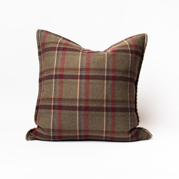 Custom pillow with Ralph Lauren houndstooth front with Ralph Lauren plaid back on a white background