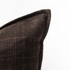 Close up of Loro Piana brown plaid Cashmere Pillow on a white background