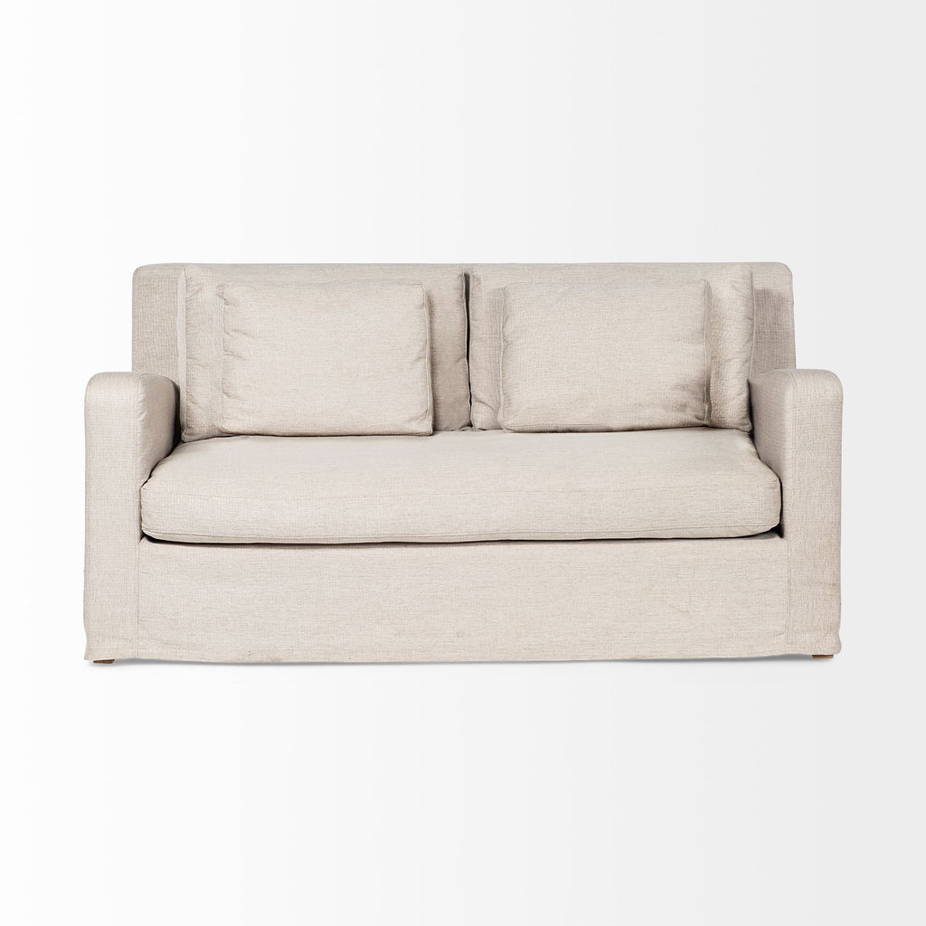 Denly I 69 X 38.25 X 34.5 Beige Slipcover Two Seater Sofa on a white background