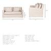 Photos with dimensions of Denly I 69 X 38.25 X 34.5 Beige Slipcover Two Seater Sofa on a white background