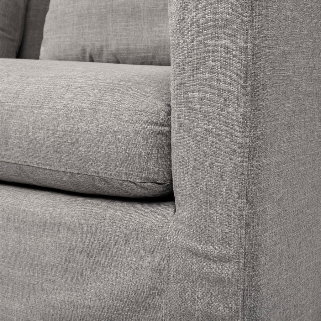 Close up of Denly I 69 X 38.25 X 34.5 Flint Gray Slipcover Two Seater Sofa 