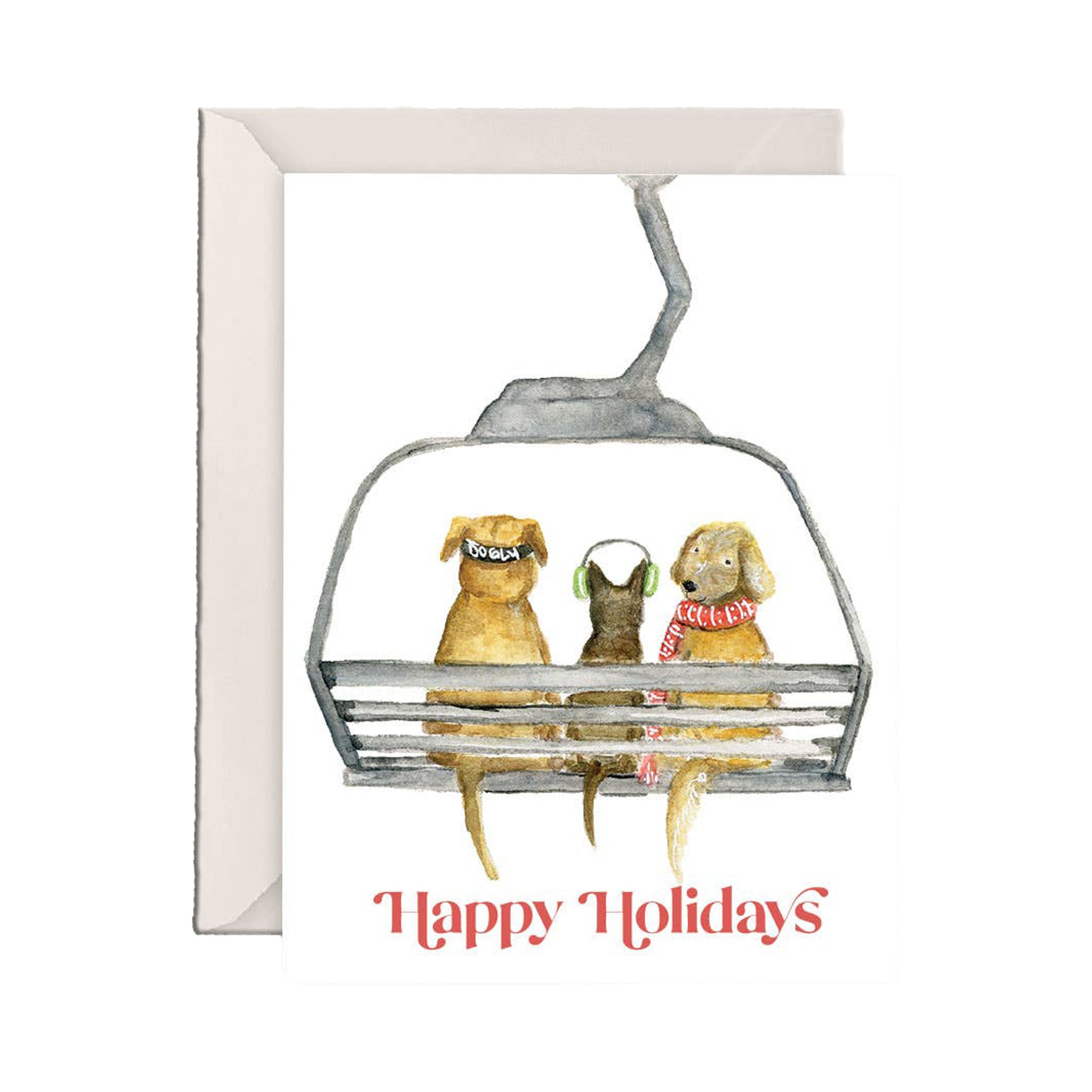 Dog Ski Lift Greeting Card, Boxed Set of 6 on a white background at Addison West