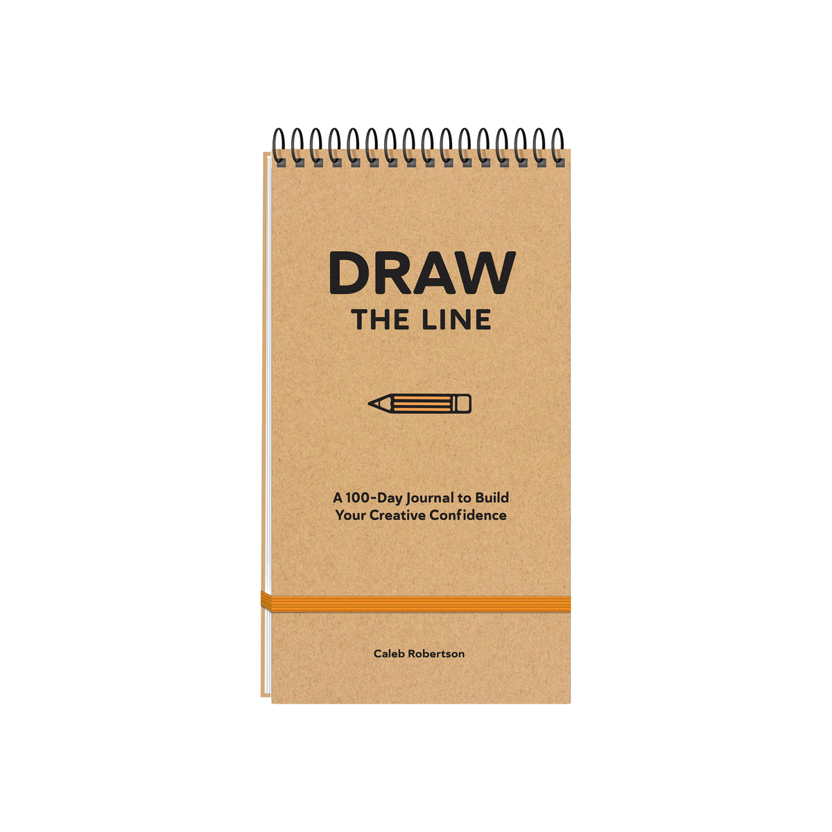 Draw the line 100 day journal with spiral top and elastic closure on a white backgroun