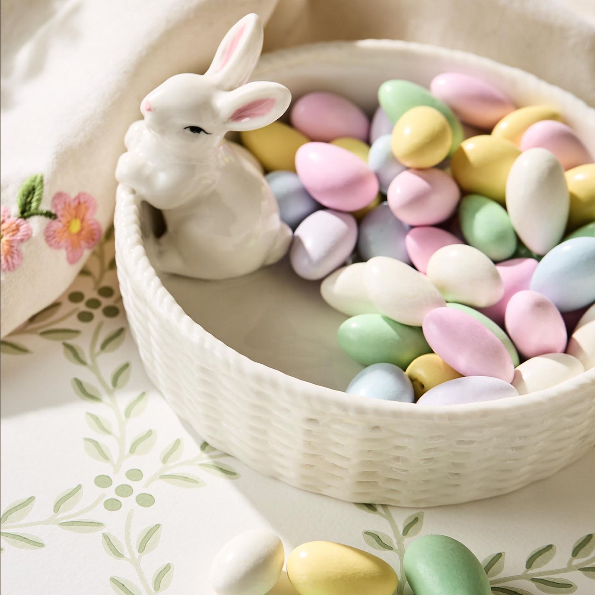 Easter Bunny Basket Dish - Medium on an Easter table at Addison West
