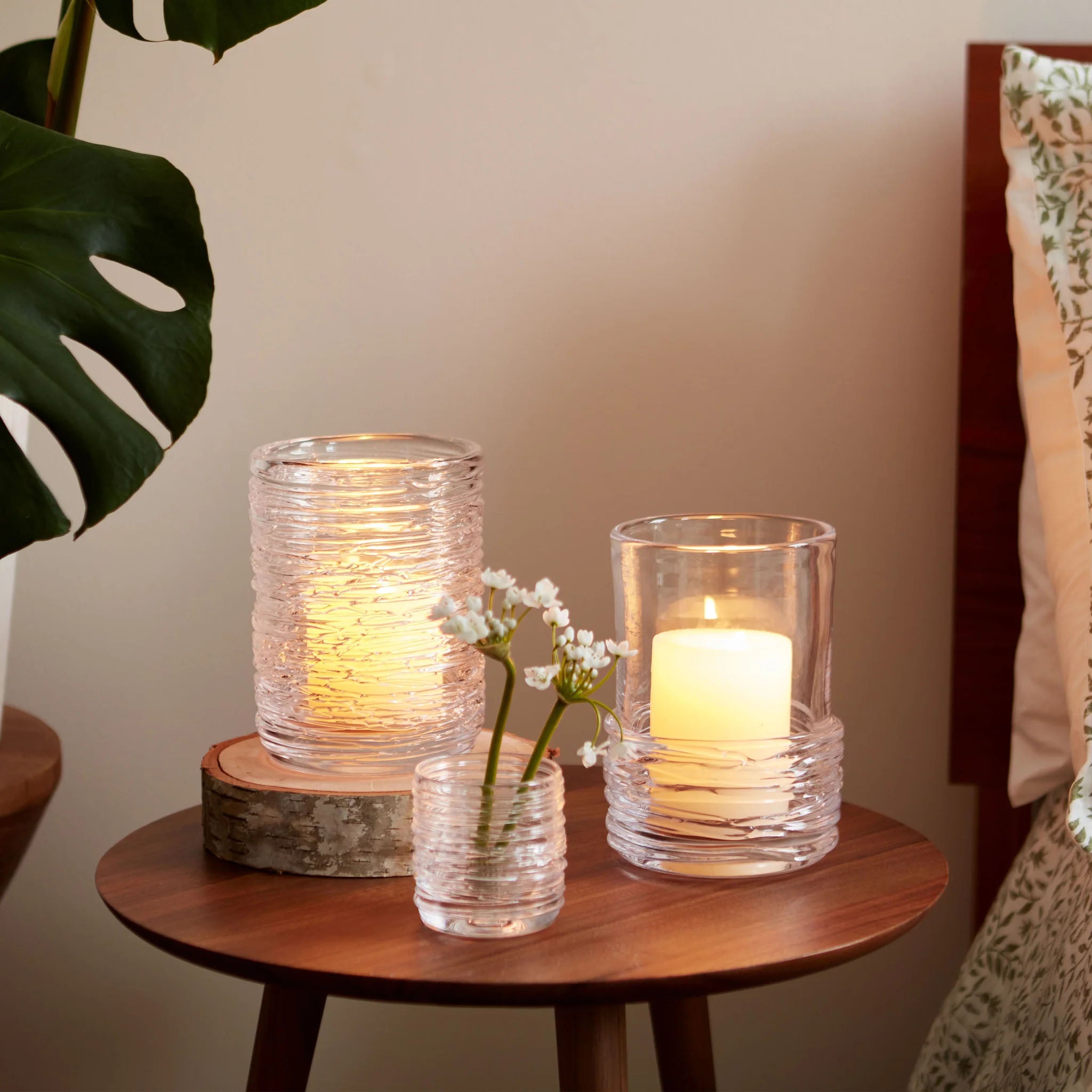 Echo Lake Tealight, Set of 2 on a bedside table at Addison West