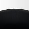 Close up of Elise Black Boucle Upholstered Storage Ottoman on a white background