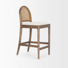 Elle Rounded Caneback Medium Brown Wood with Oatmeal Fabric Counter on a white background
