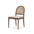 Elle Rounded Caneback Medium Brown Wood with Oatmeal Fabric Dining Chair on white background