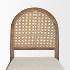 Elle Rounded Caneback Medium Brown Wood with Oatmeal Fabric Dining Chair on white background