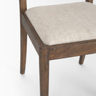 Elle Rounded Caneback Medium Brown Wood with Oatmeal Fabric Dining Chair on white background