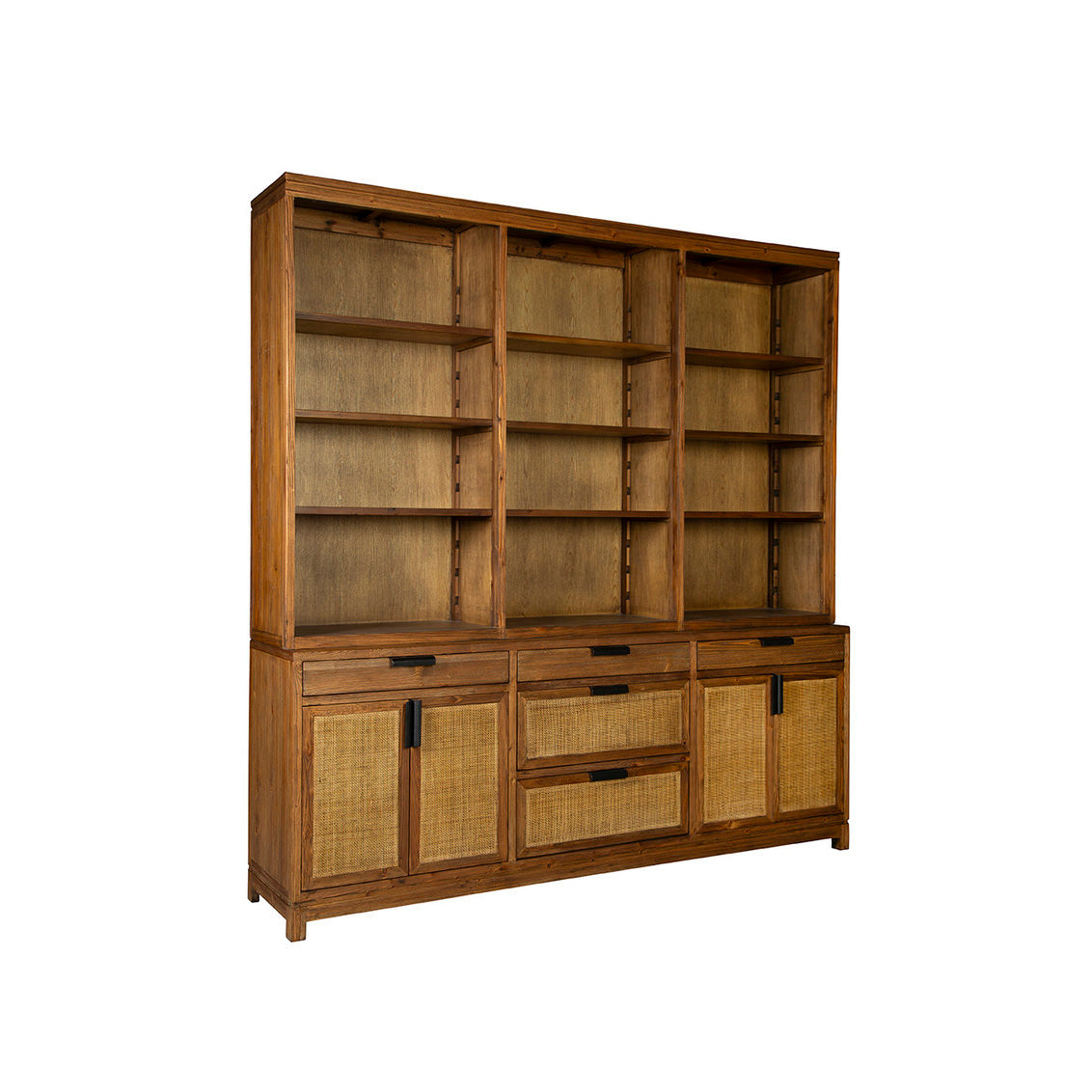Emerson Pine & Cane Display Cabinet on a white background at Addison West