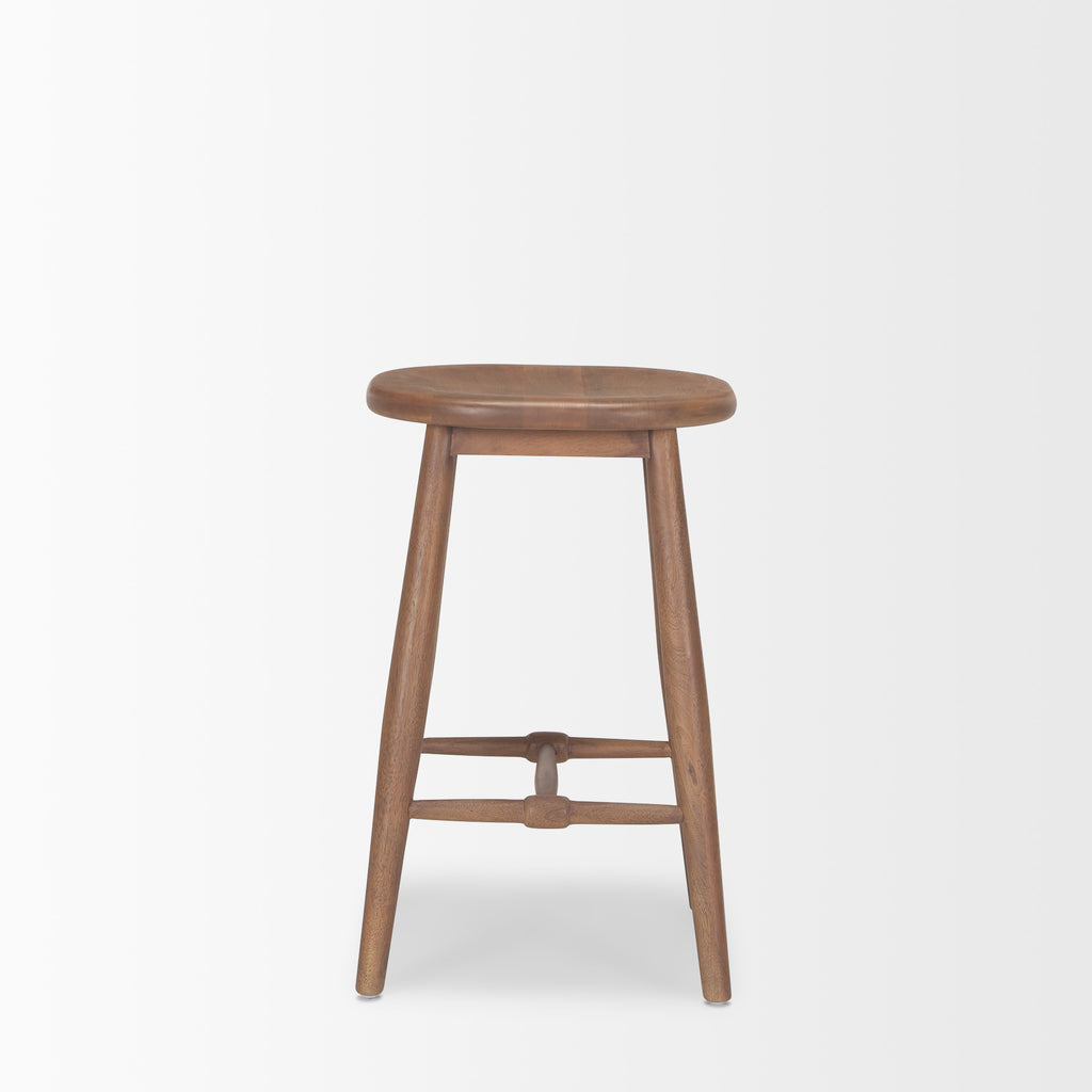 Ernest Medium Brown Wood Counter Stool on a white background