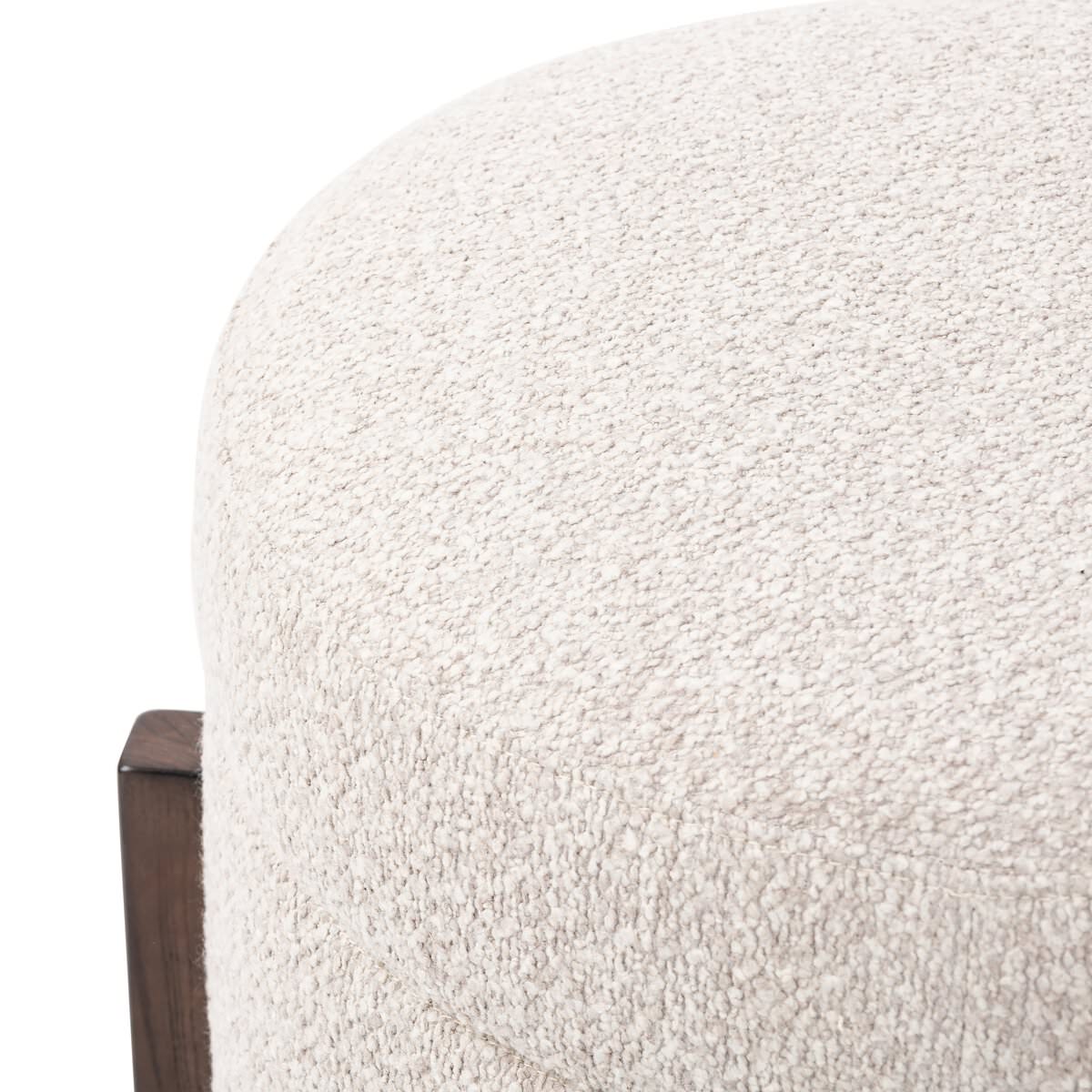 Close up of Esben Storage Ottoman in Sattley Fog on a white background