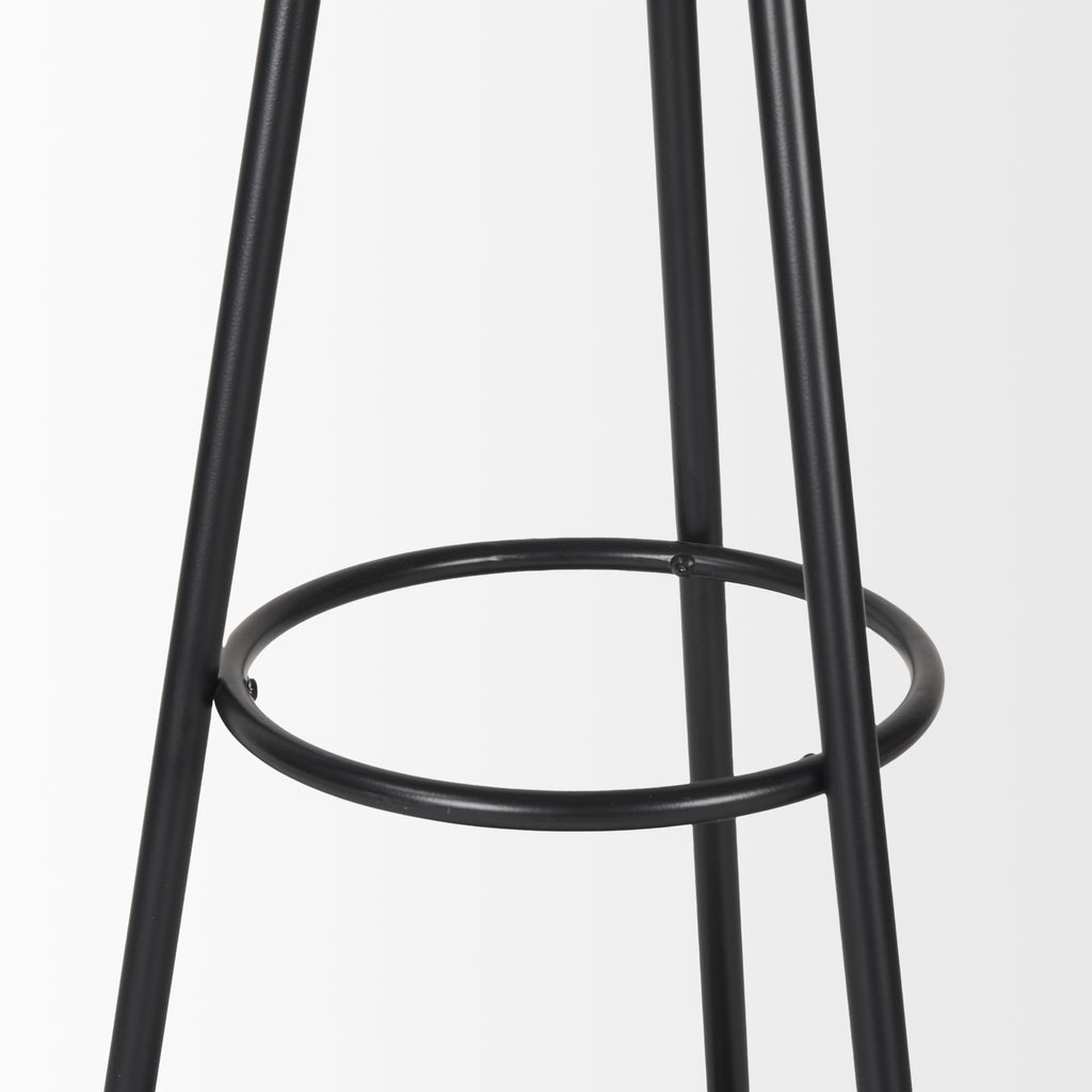 Everett Matte Black Metal with Two Metal Shelves Coat Rack on a white background