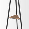 Everett Matte Black Metal with Two Wood Shelves Coat Rack on a white background