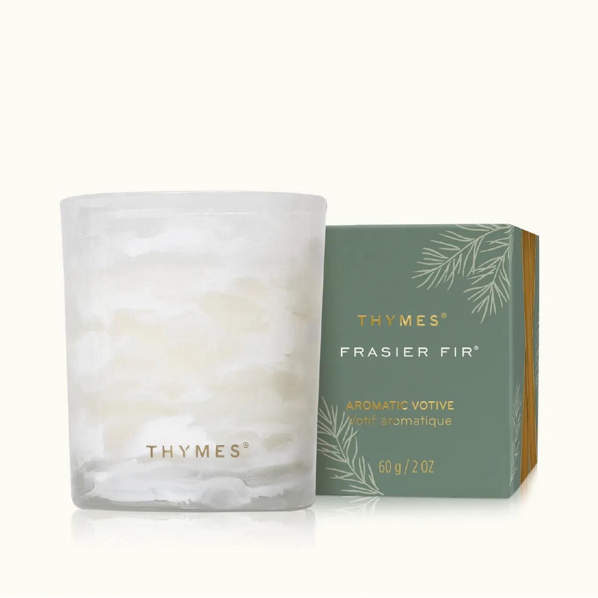 Frasier Fir Tidings Boxed Votive 2oz on a white background at Addison West