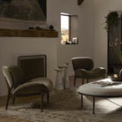 Four Hands Celine Chair in Monte Olive on in a living room at Addison West