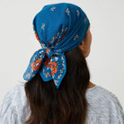 Fichu N°652 Scarf in Indigo on a model at Addison West