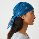 Fichu N°652 Scarf in Indigo on a model at Addison West