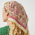 Agra N°823 Scarf in Tulip on a model at Addison West