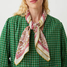 Agra N°823 Scarf in Tulip on a model at Addison West