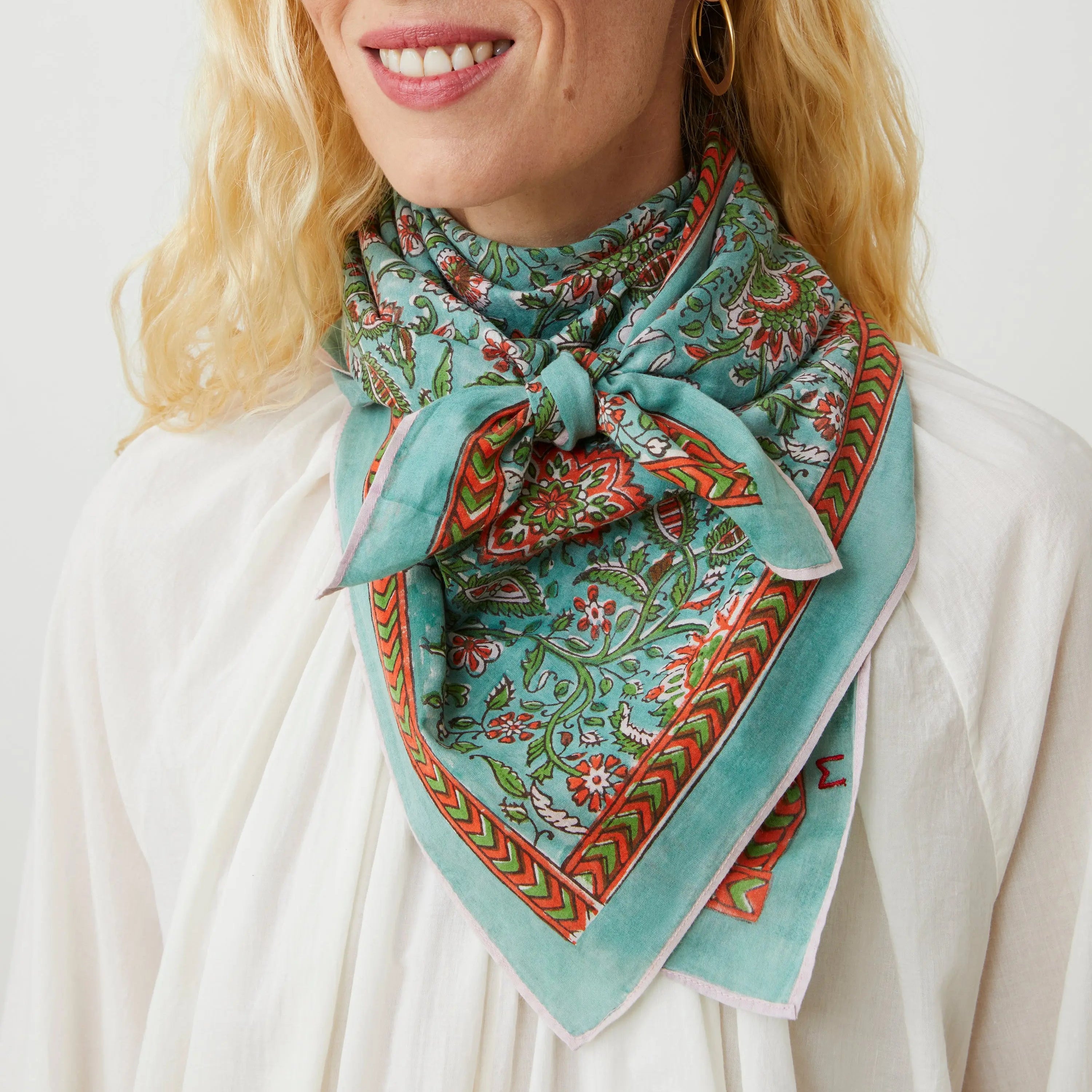 Agra N°823 Scarf in Agate on a model at Addison West