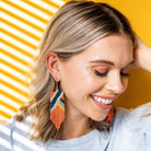 Fiona Angles Beaded Fringe Earrings Coral - Addison West 
